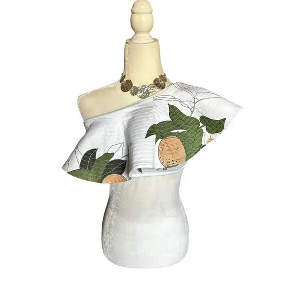 Juan de Dios "Moye de Sunset Waves" One Shoulder Swim Top, White, Women's 4 - Picture 2 of 7